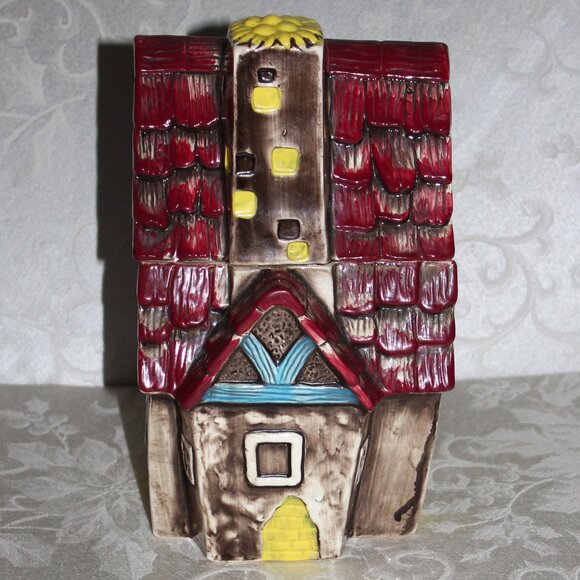 Vintage Cookie Jar | House Chalet Cabin Cookie Jar | Ceramic Canister - Picture 1 of 8